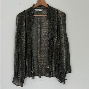 Zara Snake Print Blouse - Black and Gray